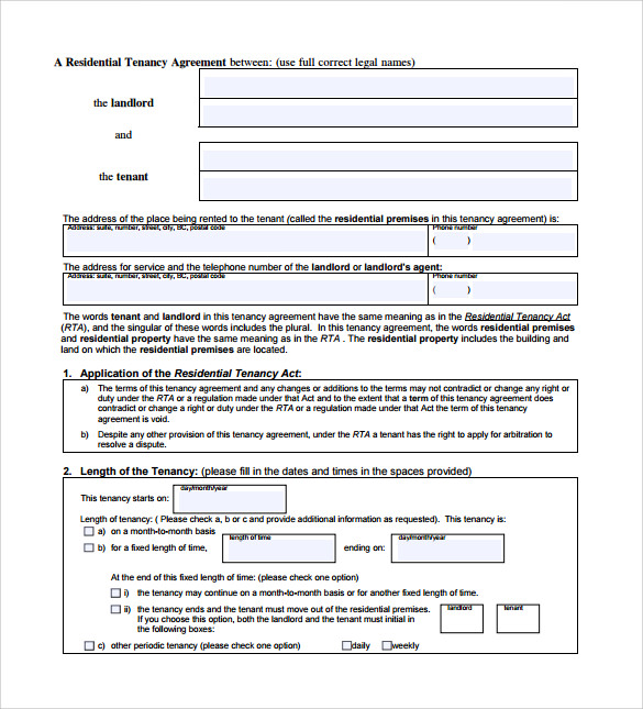 Tenancy agreement Template