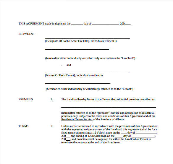 Tenancy agreement Template