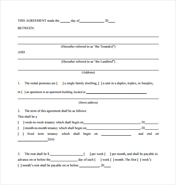 Tenancy agreement Template