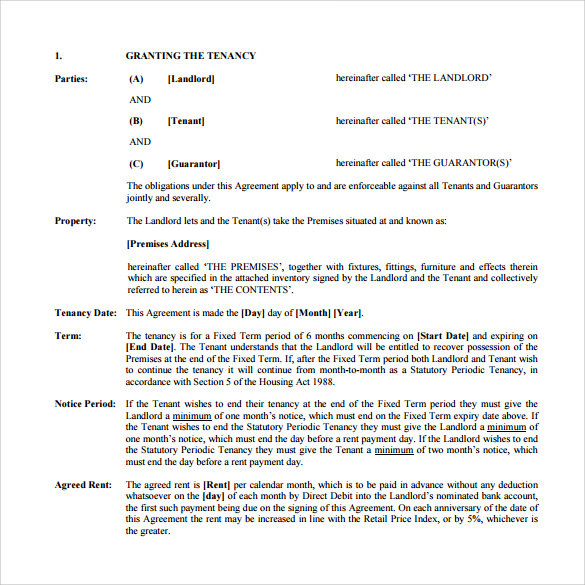Tenancy agreement Template