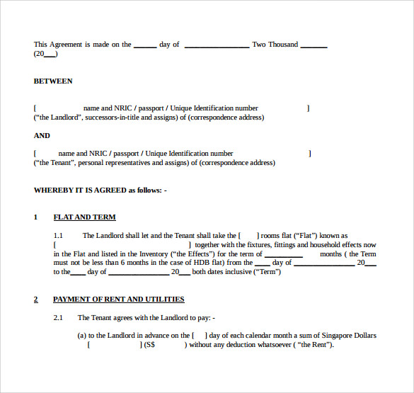 Tenancy agreement Template