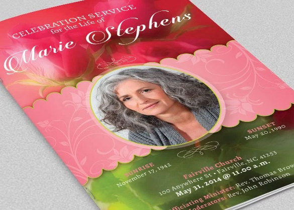 decorative funeral program brochure template 