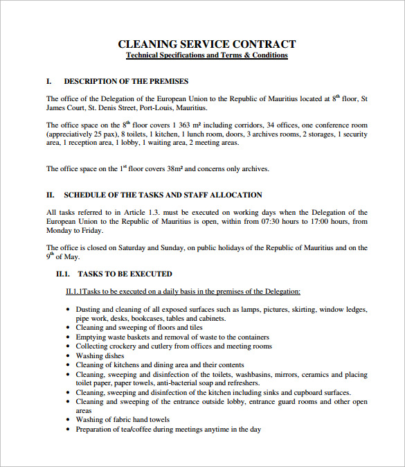 Carpet Cleaning Service Contract Templates