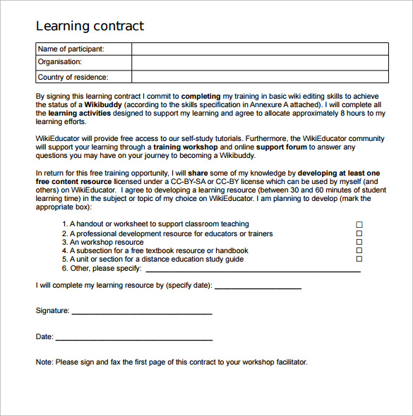 learning contract pdf