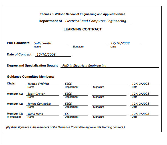 example learning contract