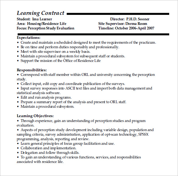 FREE 15+ Learning Contract Templates in PDF MS Word Excel