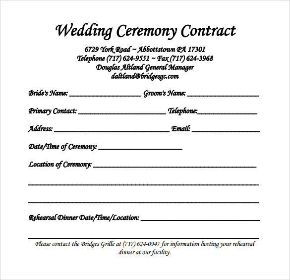 FREE 23+ Wedding Contract Templates in Google Docs | MS Word | Pages | PDF