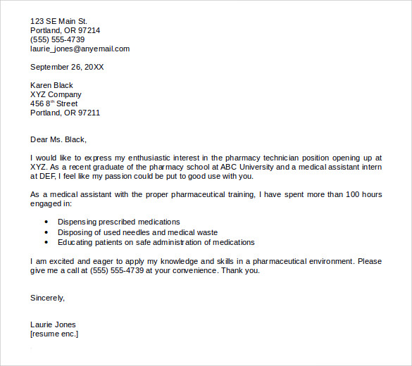 pharmacy technician letter