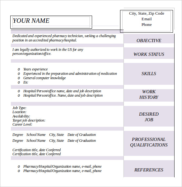 pharmacy technician resume letter