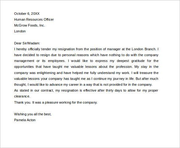 15+ Resignation Letters - Free Sample, Example, Format