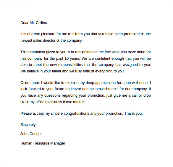 sales promotion letter