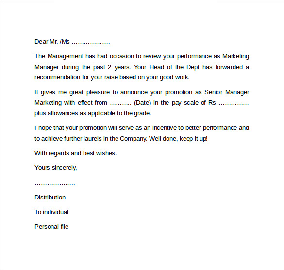 promotion letter example