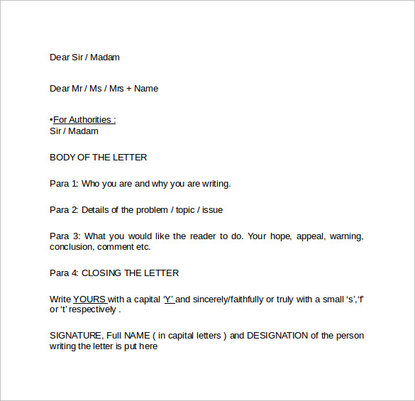 format of a formal letter