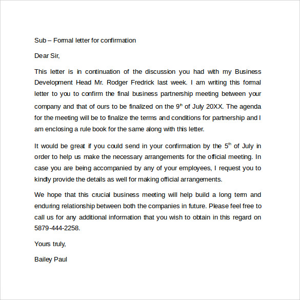 formal letter format to print