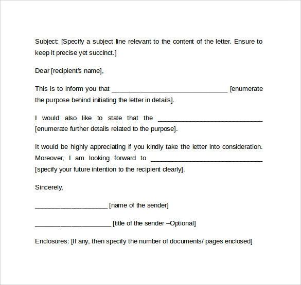 formal letter format template