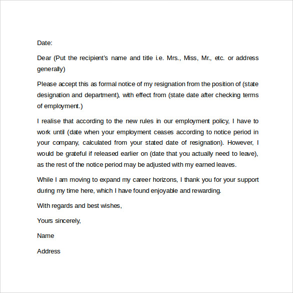 downloadable formal letter template