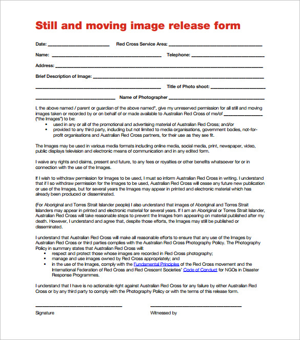 free pdf image release form template