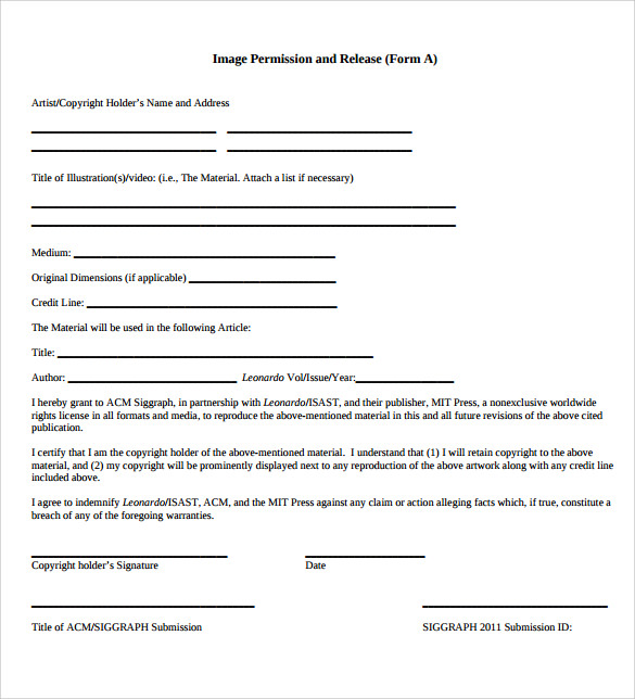 example of image release form template to download