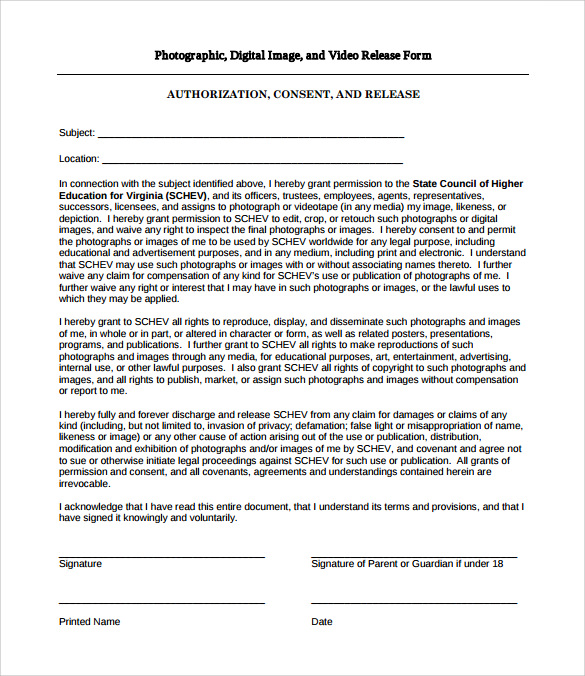 photo image release form template to download for free