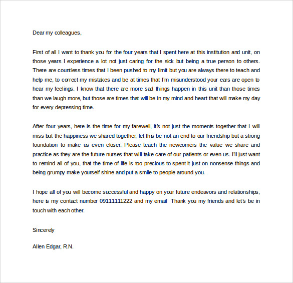 professional farewell letter free download doc