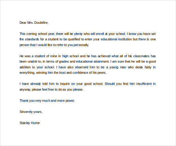 Classmate Recommendation Letter Sample from images.sampletemplates.com