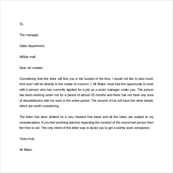 sample free download reference letter word