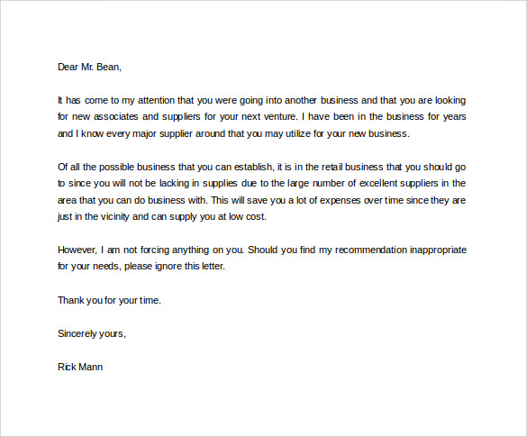 downloadable business reference letter for free