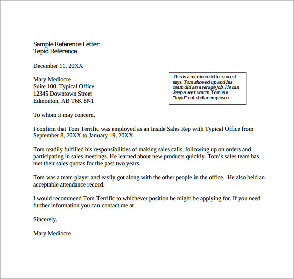 free printable reference letter template pdf