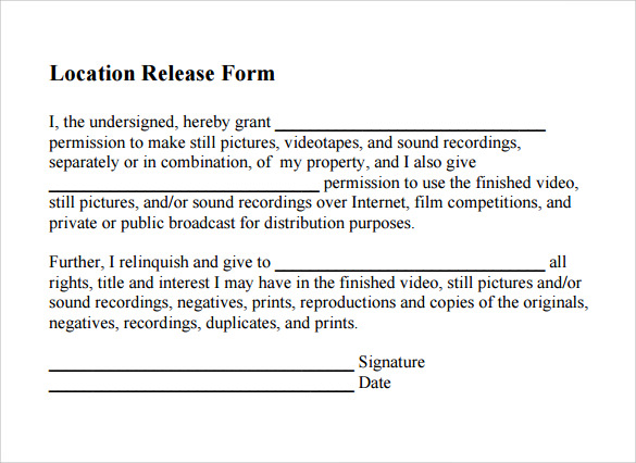 location release form pdf template free download