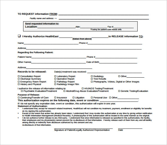 Free 11 Sample Hospital Release Forms In Pdf Ms Word 6018