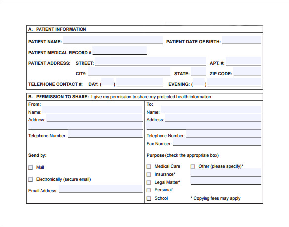 basic hospital release form to download