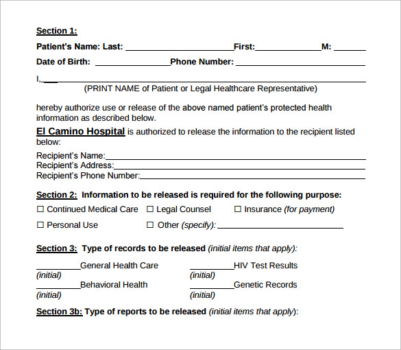 free download hospital release form