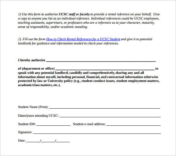 ucsc reference release form free download