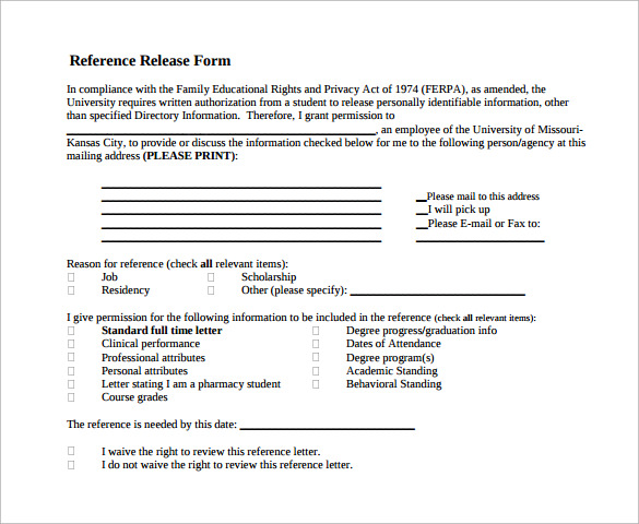 reference release form pdf download