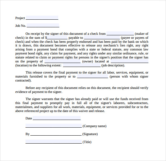 Free 14 Sample Conditional Release Forms In Pdf Ms Word 9585