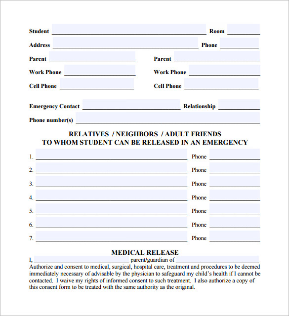 downloadable sample emergency release form 