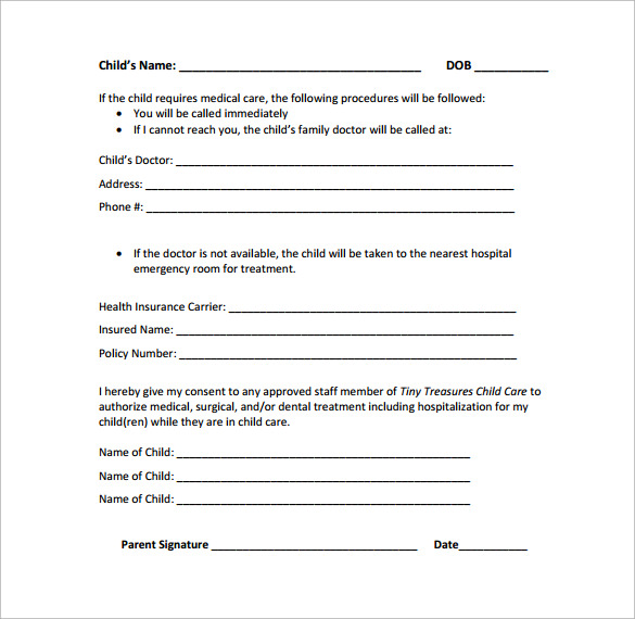 child emergency release form to download