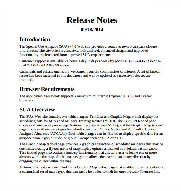 printable release notes template download