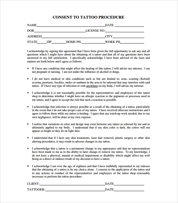 Tattoo Artist Contract  Fill Online Printable Fillable Blank  pdfFiller