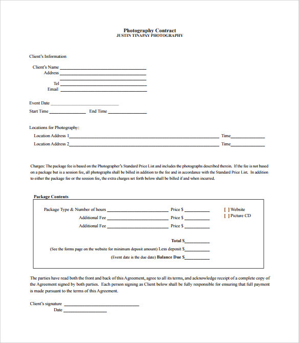 printable sample wedding contract