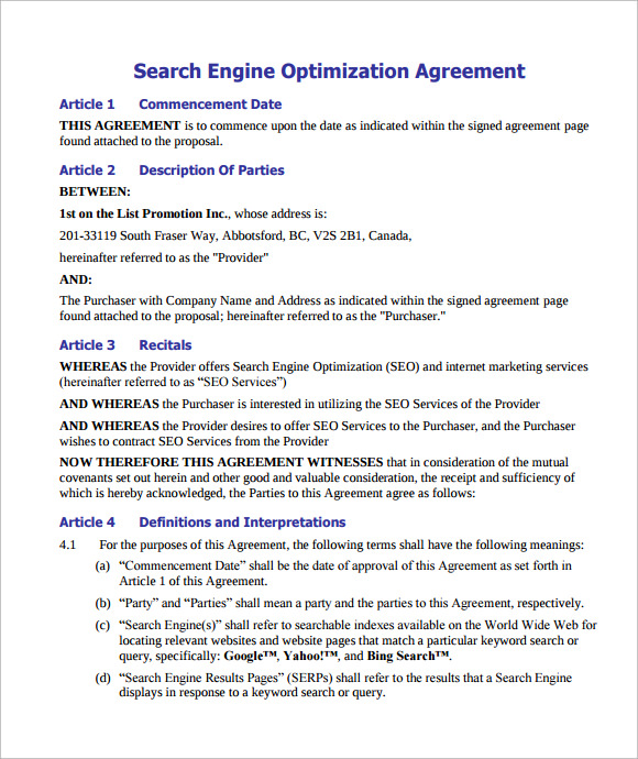 FREE 11+ Sample Seo Contracts in Google Docs MS Word Pages PDF