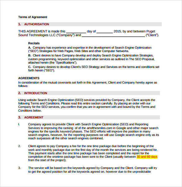 sample free seo contract template