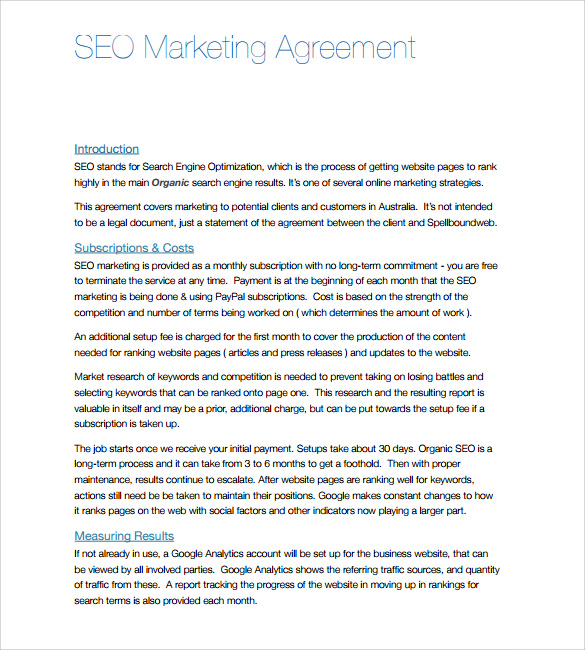 seo contract template format