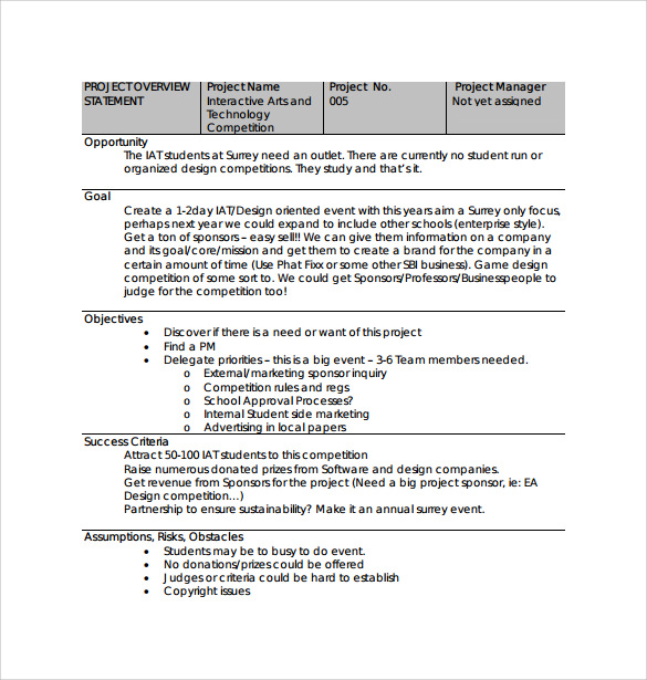 FREE 12 Sample Project Overview Templates In PDF MS Word