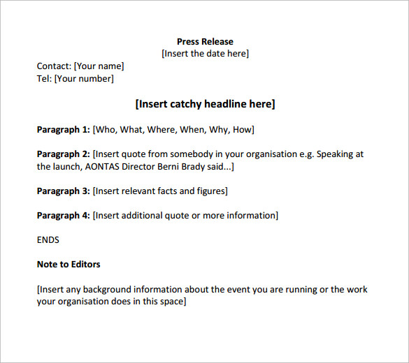 Google Docs Press Release Template