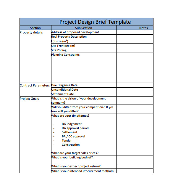 project design brief to print