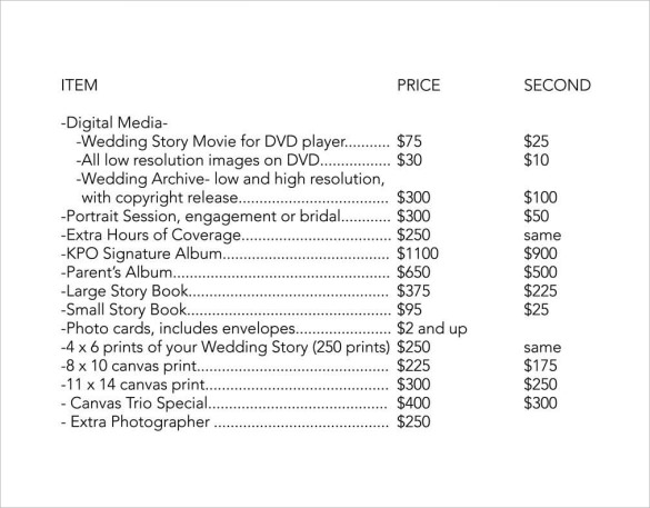 Wedding Vendor List Template