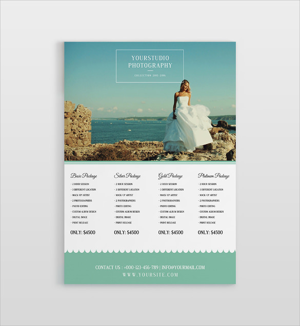 wedding photo price list psd photoshop