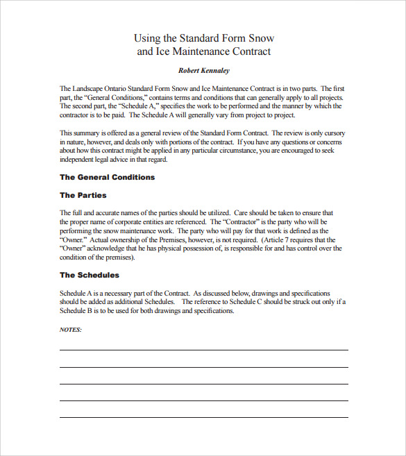 FREE 6+ Snow Plowing Contract Templates in PDF MS Word Google Docs