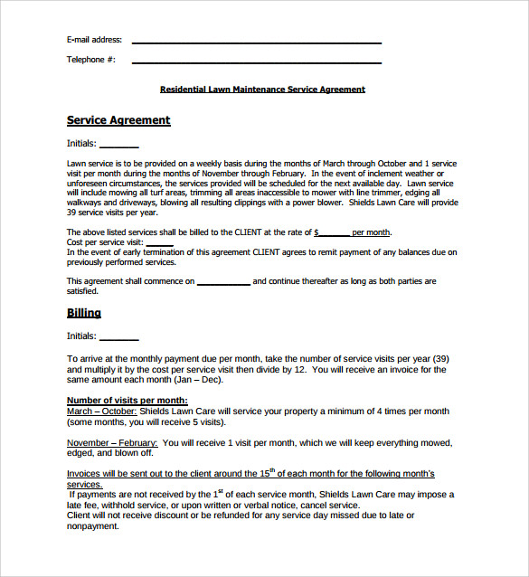 FREE 11+ Lawn Service Contract Templates in PDF Google Docs MS Word